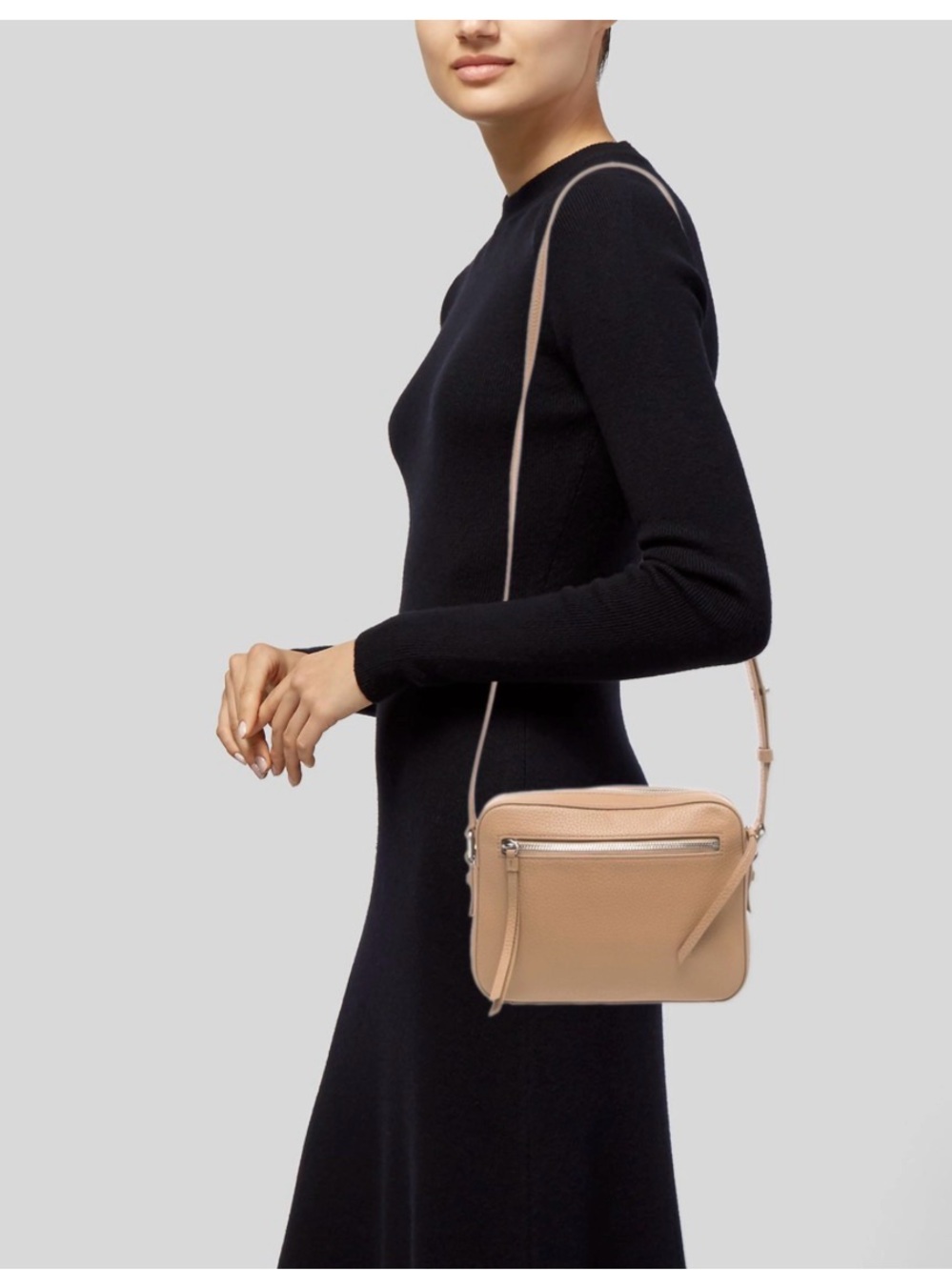 All Saints Pebbled Leather Crossbody Bag in Dark Green